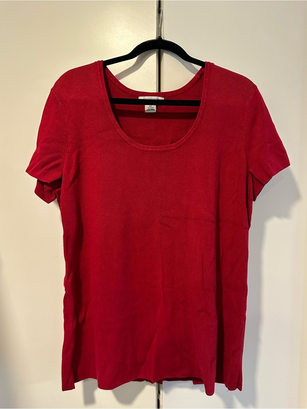 Liz Claiborne Bright Red Scoop Neck Short Sleeve Sweater 2x